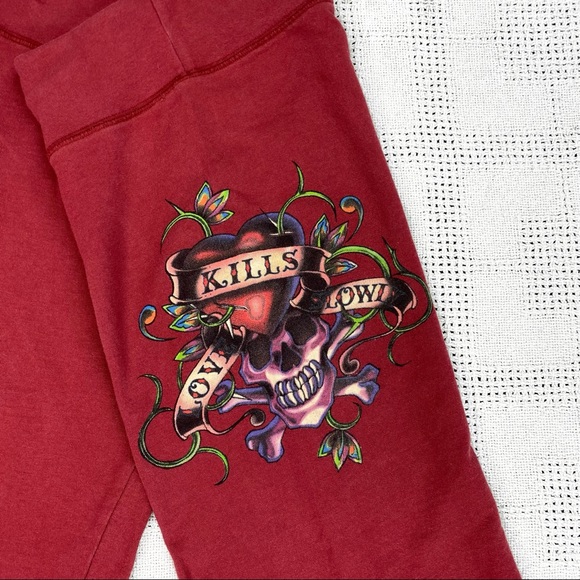 Red Ed Hardy sweat pants - Picture 4 of 6